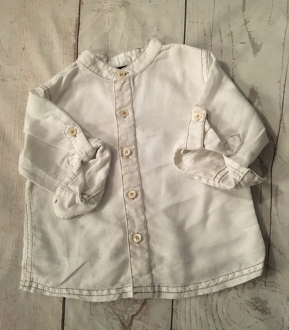 9-12 Months Collarless Linen Shirt