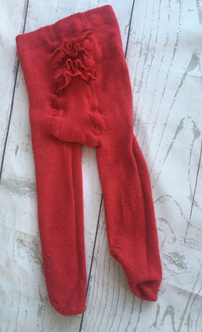 First Size Red Frilly Bottom Tights