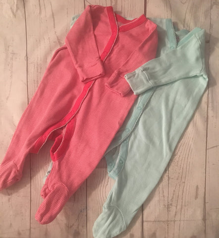 3-6 Months Striped Sleepsuits x2