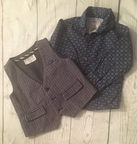 12-18 Months Tweed Waistcoat & Matching Shirt