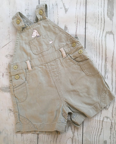 0-3 Months Dinosaur Shortie Dungarees