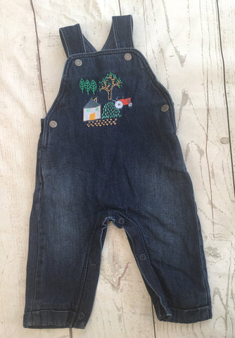 3-6 Months Lined Denim Dungarees