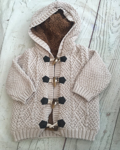 3-6 Months Fur Lined Hooded Cardigan