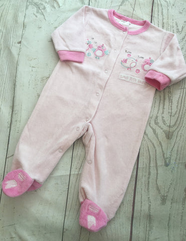 0-3 Months Velour Birdie Sleepsuit