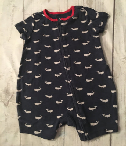 3-6 Months Whale Zipped Rompers