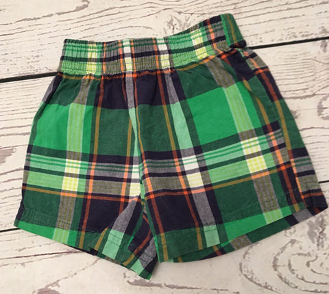 6 Months Carters Green Checked Shorts