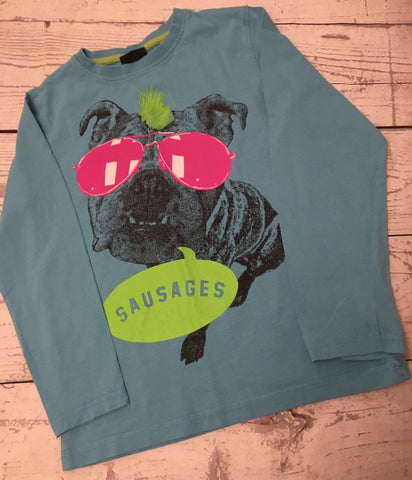 8 years Next long sleeve blue tshirt -dog
