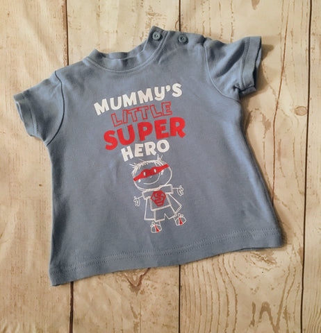 6-9 Months Mummy's Little Super Hero Tshirt